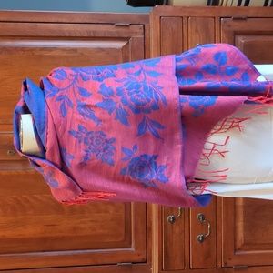 Blue Red Pashmina Wraps Scarf